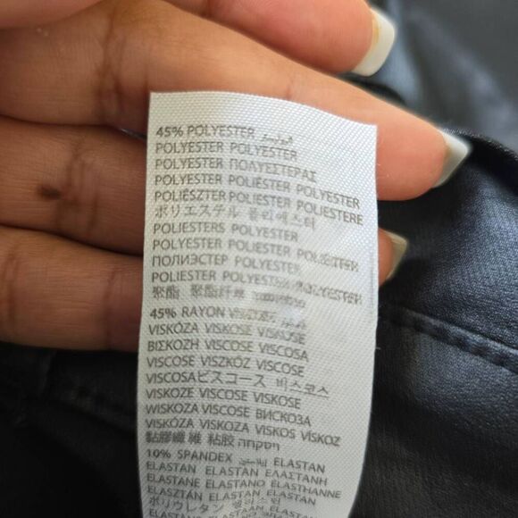 Edikted Luna Flared Jeans Women's Small Black Denim Faux Leather Zip Fly Stretch - Picture 7 of 8